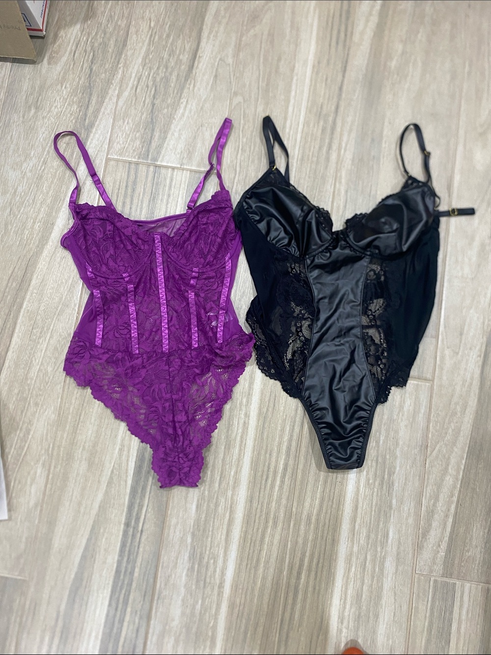 Purple Lace Bodysuit with Sheer Panels